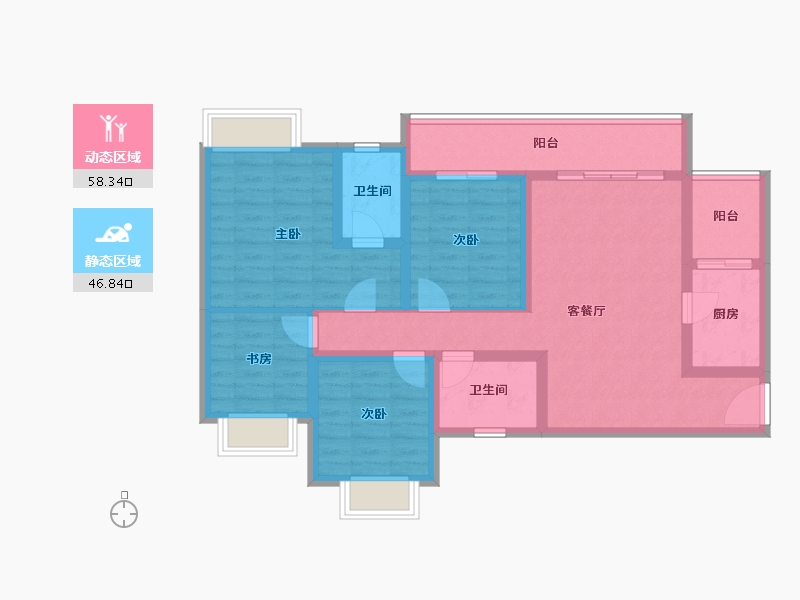 四川省-成都市-辰兴锦城国际-92.50-户型库-动静分区