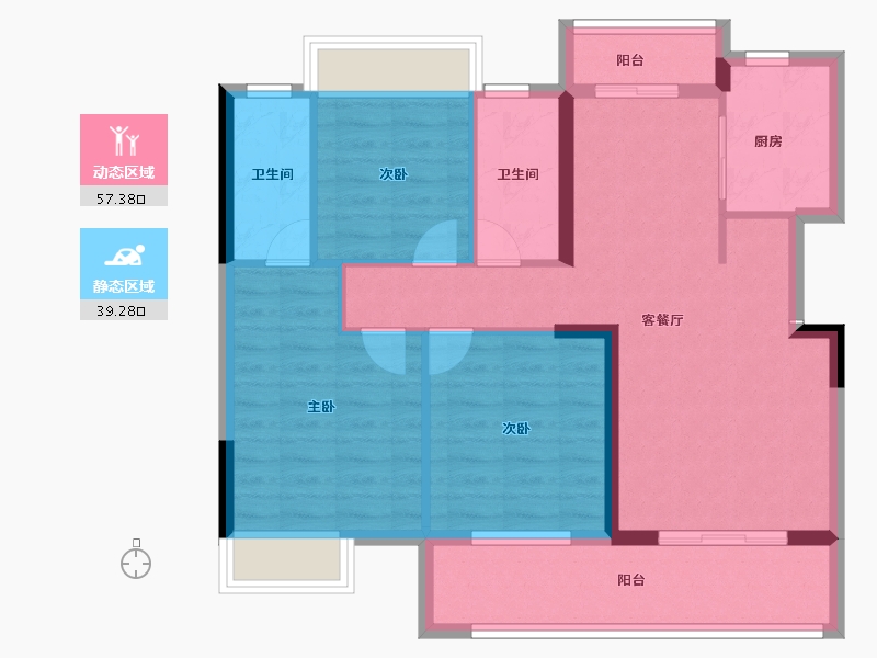 江西省-抚州市-梦湖玖里二期-86.40-户型库-动静分区