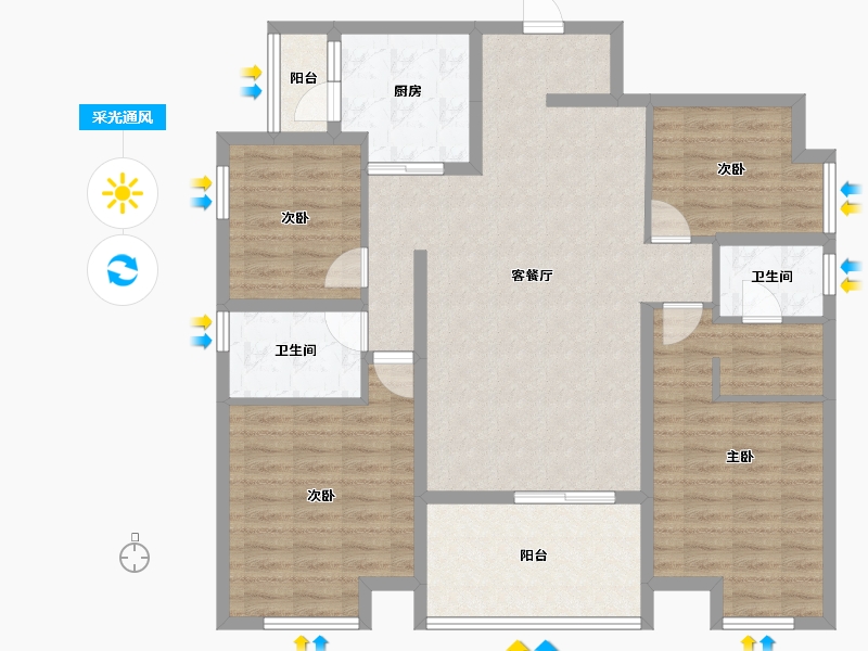 四川省-宜宾市-恒润雅居-116.63-户型库-采光通风