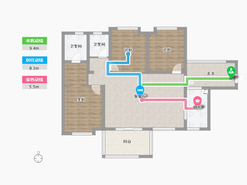 四川省-宜宾市-恒润雅居-107.81-户型库-动静线