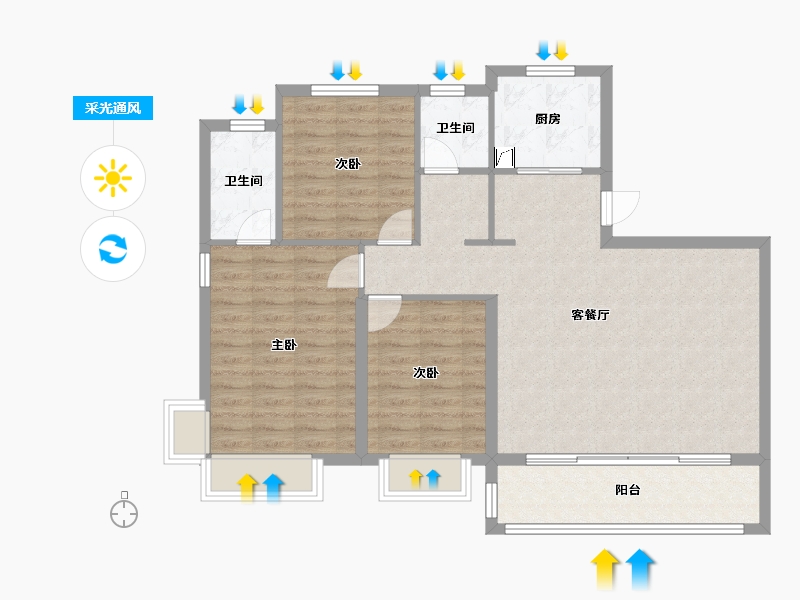 河北省-邯郸市-万腾东南新城-120.00-户型库-采光通风