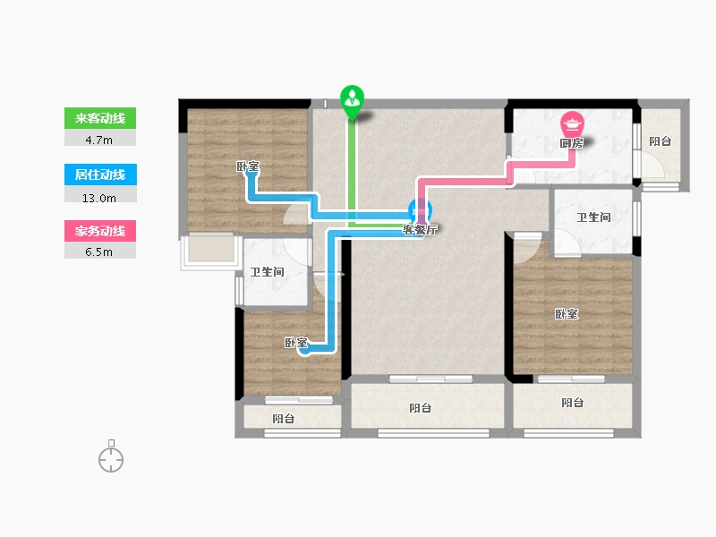 河南省-南阳市-七零公馆-102.46-户型库-动静线