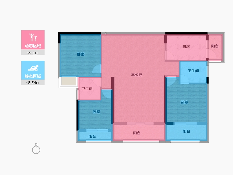 河南省-南阳市-七零公馆-102.46-户型库-动静分区