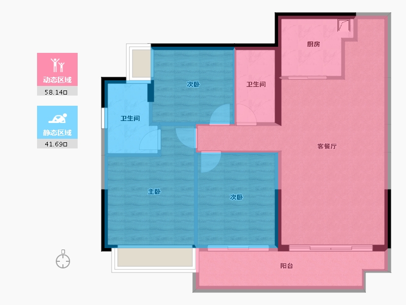 广东省-惠州市-珠江四季悦城-90.15-户型库-动静分区