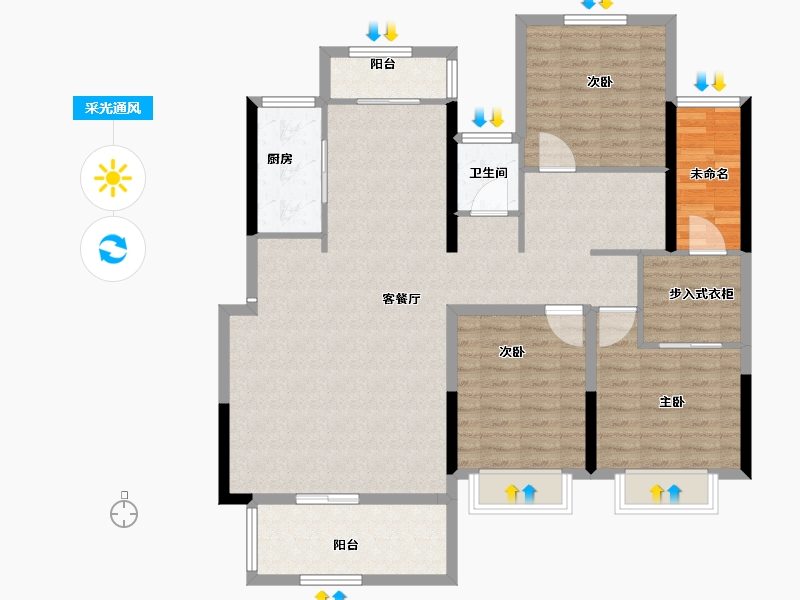 河南省-驻马店市-鹏宇迎宾府-115.98-户型库-采光通风