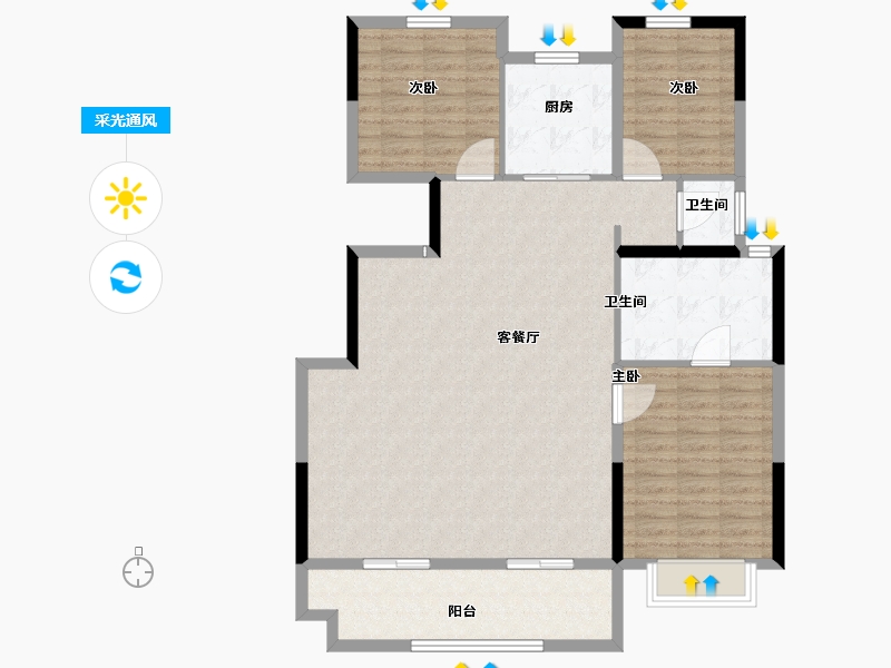 河南省-驻马店市-鹏宇迎宾府-114.98-户型库-采光通风