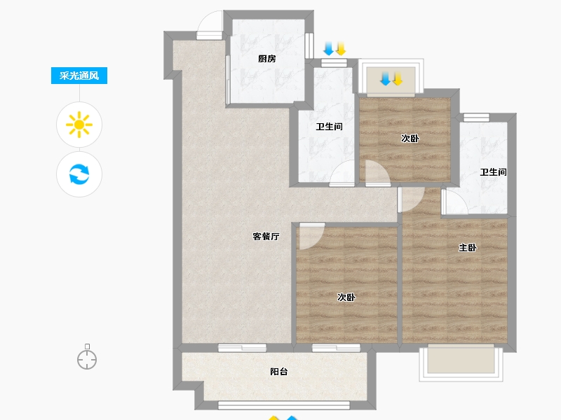 江西省-抚州市-​国贸东投抚州原-75.20-户型库-采光通风