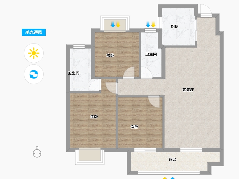 江西省-抚州市-​国贸东投抚州原-81.60-户型库-采光通风