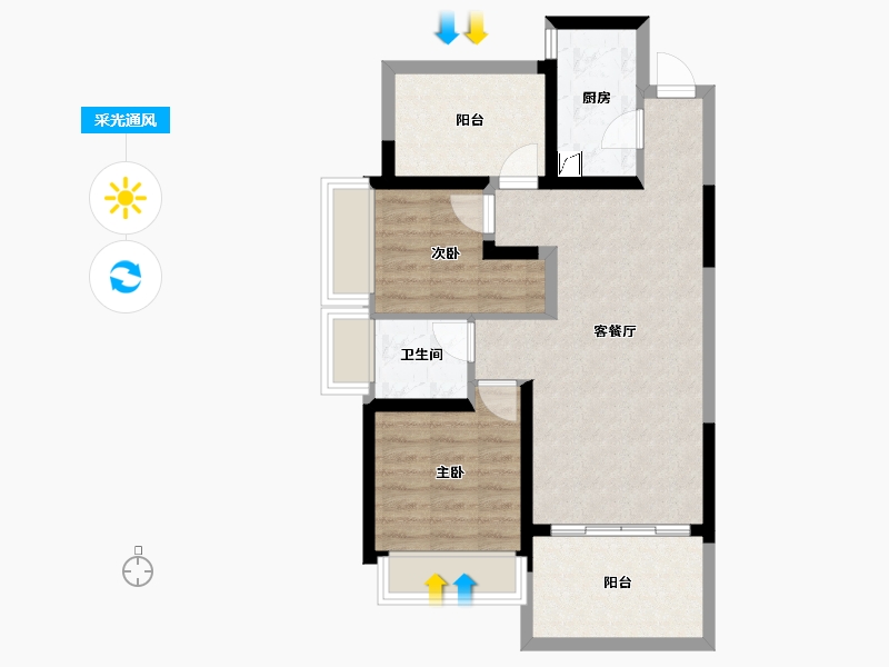 广东省-惠州市-丰谷天玺花园-66.08-户型库-采光通风