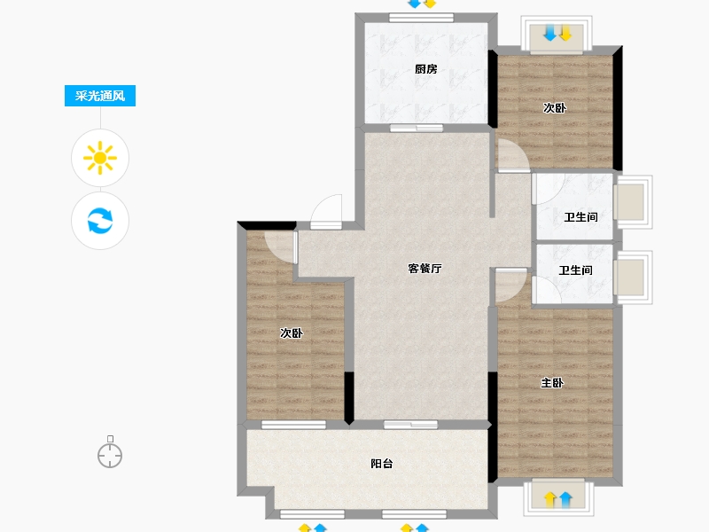 河南省-驻马店市-兴悦悦府-107.97-户型库-采光通风