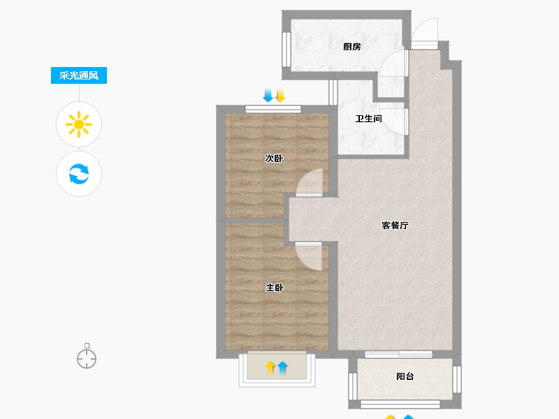 河北省-衡水市-橄榄绿洲-C区-65.00-户型库-采光通风