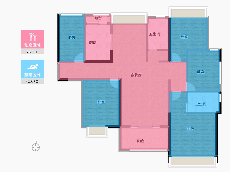 河南省-南阳市-七零公馆-133.05-户型库-动静分区