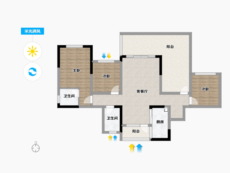 四川省-宜宾市-悦湖居-103.71-户型库-采光通风