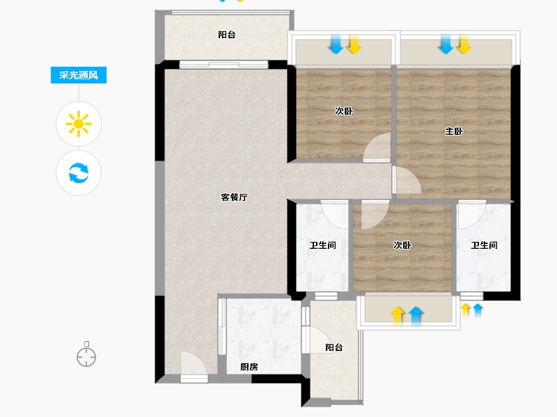 广东省-肇庆市-金沙1号-76.86-户型库-采光通风