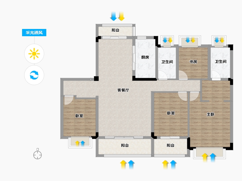 河南省-南阳市-华侨城纯水岸-132.00-户型库-采光通风