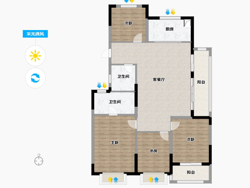 浙江省-金华市-望辰小区-121.00-户型库-采光通风