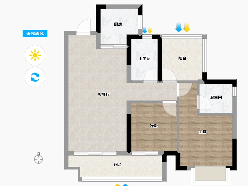 广东省-肇庆市-东原印江山-65.36-户型库-采光通风