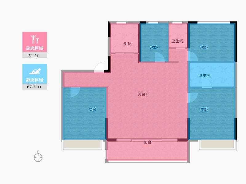 山东省-菏泽市-碧桂园翡翠壹品-136.00-户型库-动静分区