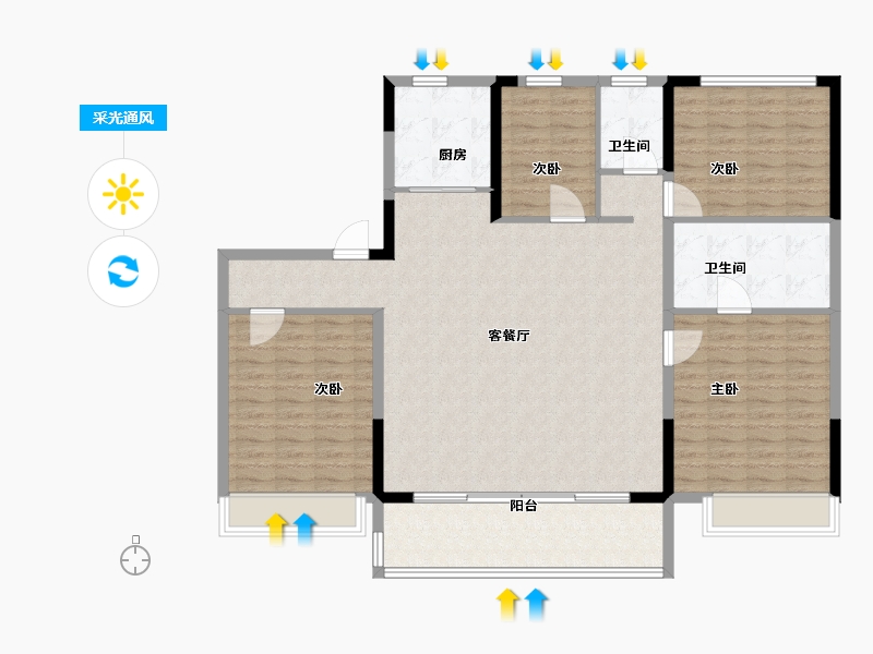 山东省-菏泽市-碧桂园翡翠壹品-136.00-户型库-采光通风