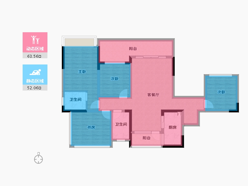 四川省-宜宾市-悦湖居-100.98-户型库-动静分区