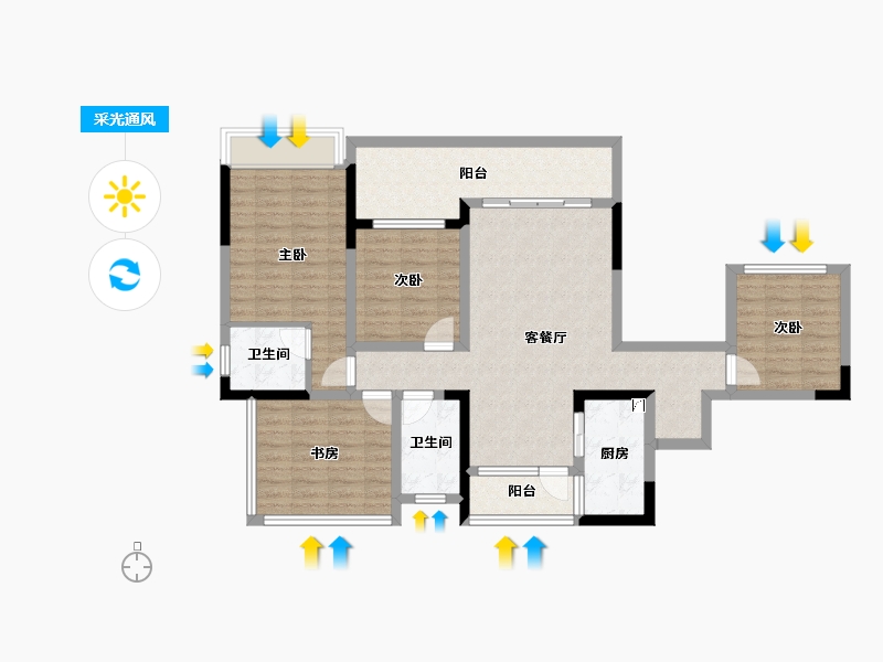 四川省-宜宾市-悦湖居-100.98-户型库-采光通风