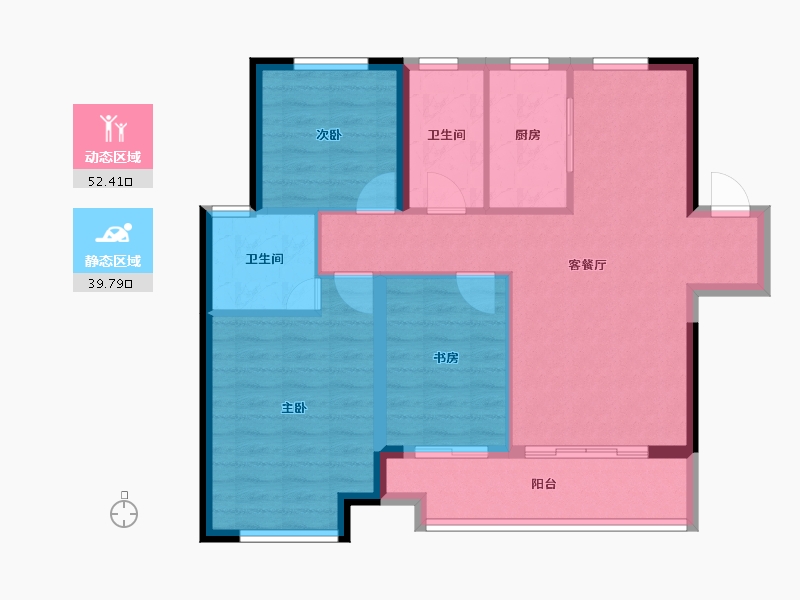 陕西省-咸阳市-绿地新都会-82.89-户型库-动静分区