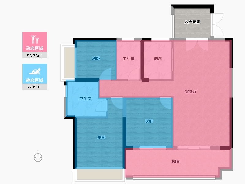 广东省-肇庆市-百盈花园-91.89-户型库-动静分区