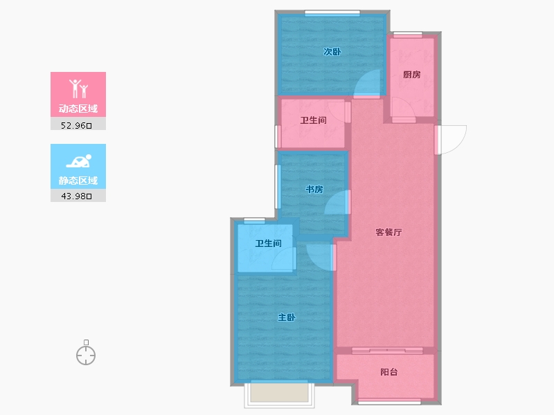 陕西省-咸阳市-绿城咸阳桂语江南-86.40-户型库-动静分区