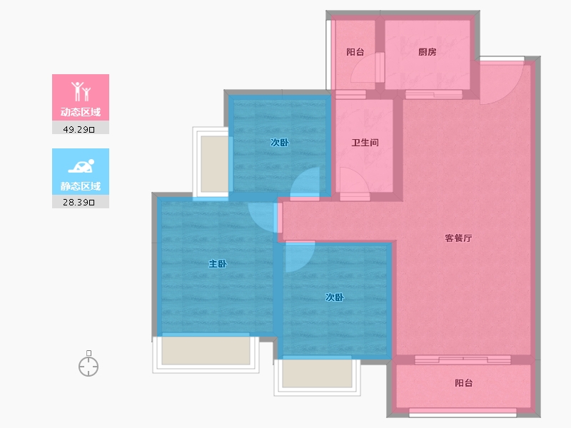 四川省-成都市-辰兴锦城国际-68.43-户型库-动静分区