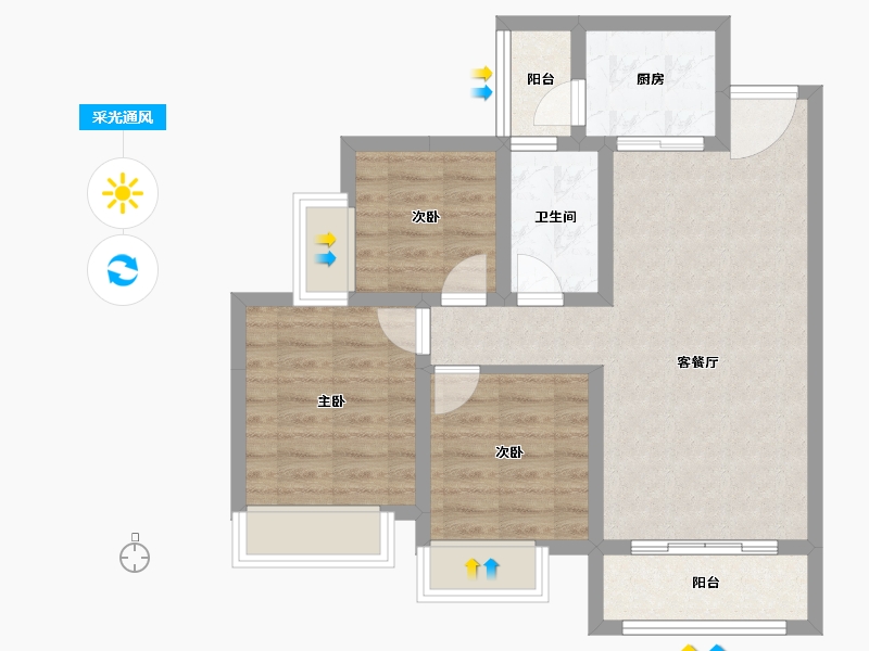 四川省-成都市-辰兴锦城国际-68.43-户型库-采光通风