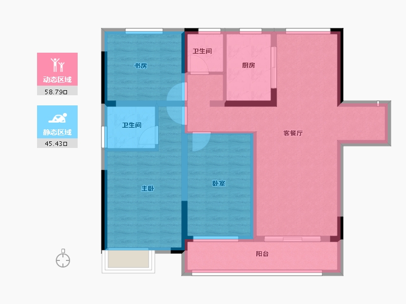 安徽省-马鞍山市-恒泰学府里-92.68-户型库-动静分区