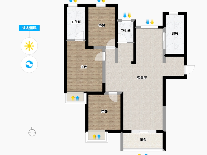 陕西省-咸阳市-林凯城-88.09-户型库-采光通风