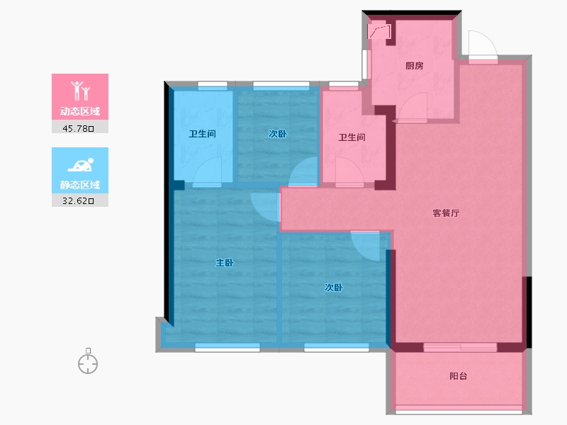 福建省-漳州市-阳光城大唐翡丽印象-69.60-户型库-动静分区