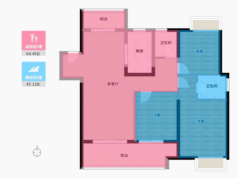 江苏省-镇江市-美的·君兰悦-95.20-户型库-动静分区