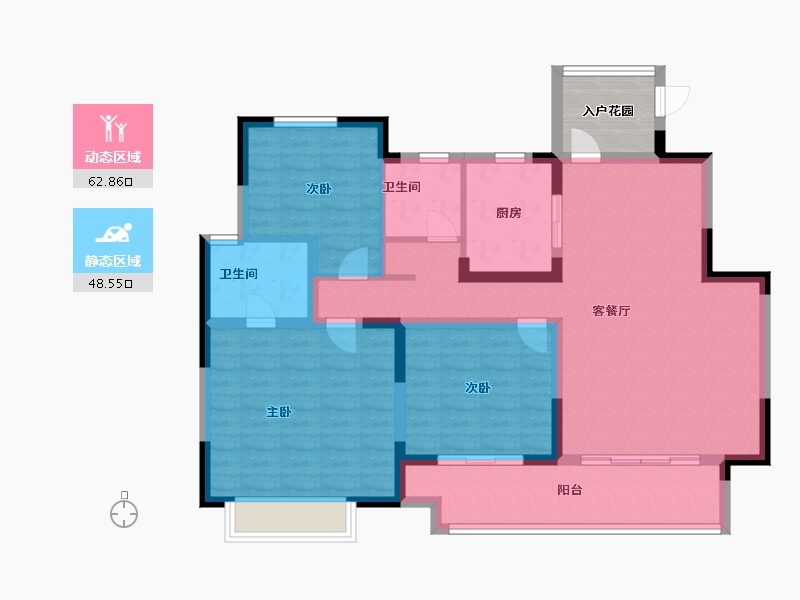 陕西省-咸阳市-力高宝格丽天悦华府-104.00-户型库-动静分区