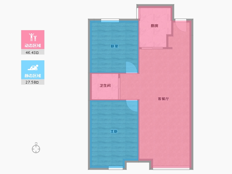 辽宁省-沈阳市-金地滨河国际左岸-68.70-户型库-动静分区