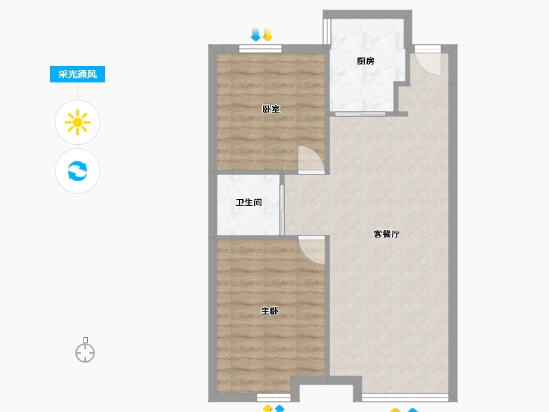 辽宁省-沈阳市-金地滨河国际左岸-68.70-户型库-采光通风