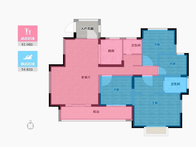 陕西省-咸阳市-力高宝格丽天悦华府-112.00-户型库-动静分区