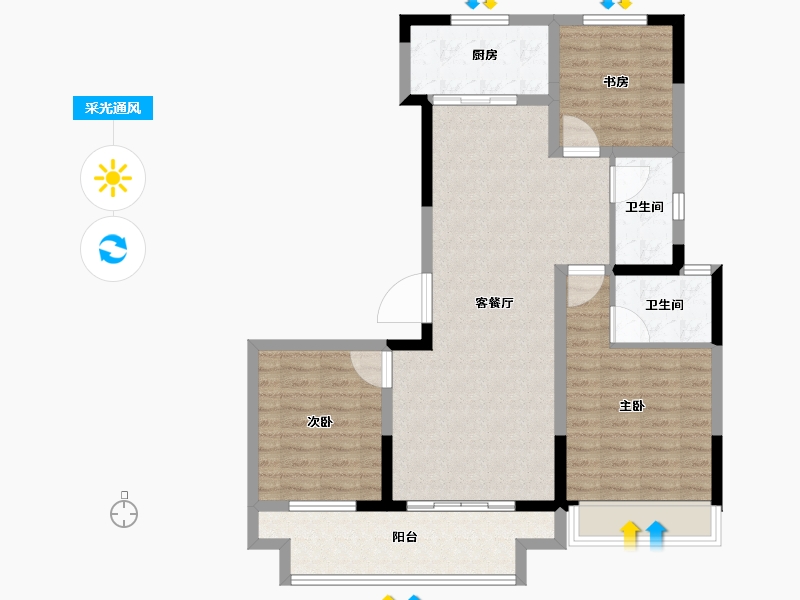 河南省-南阳市-方城中基海棠湾-92.00-户型库-采光通风