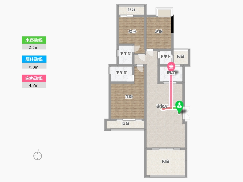 湖南省-怀化市-滨江花园-125.00-户型库-动静线