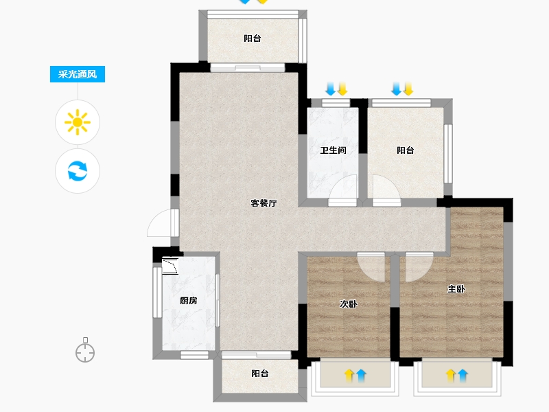 广东省-惠州市-金科颐景园-66.25-户型库-采光通风