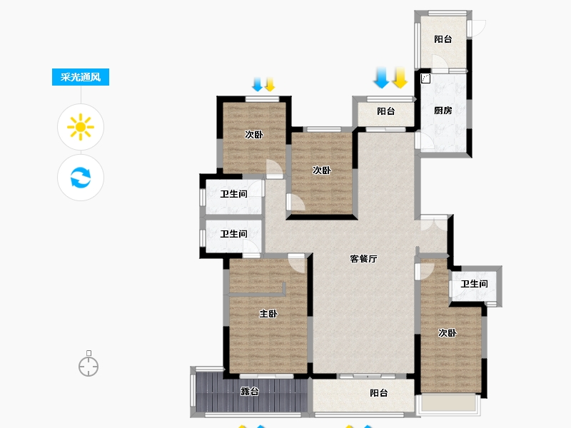 河南省-郑州市-朗曼新城-180.00-户型库-采光通风