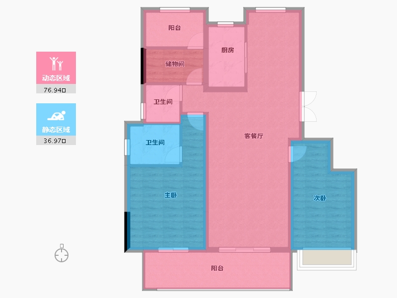 安徽省-滁州市-中丞品著阳光里-103.00-户型库-动静分区