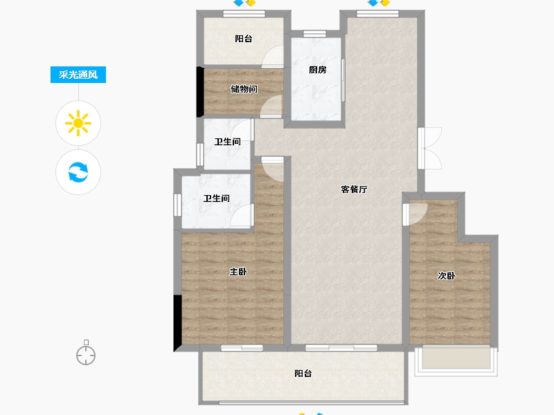 安徽省-滁州市-中丞品著阳光里-103.00-户型库-采光通风