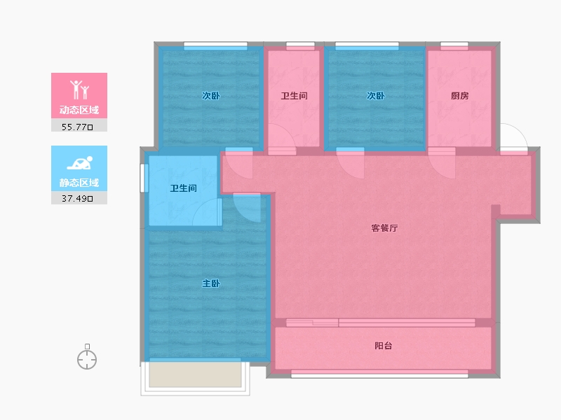 陕西省-西安市-万和郡-81.00-户型库-动静分区