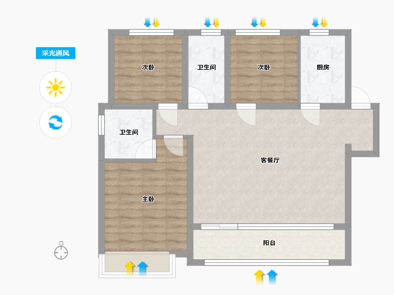 陕西省-西安市-万和郡-81.00-户型库-采光通风