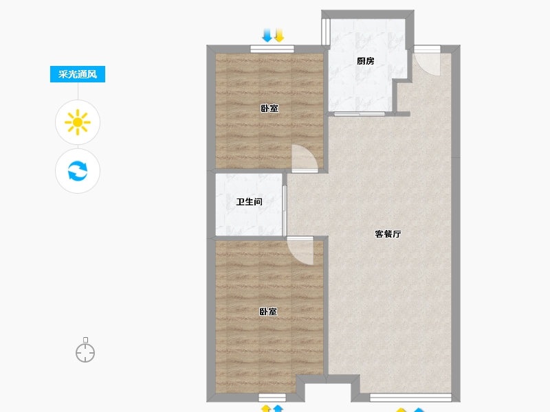 辽宁省-沈阳市-金地滨河国际左岸-71.50-户型库-采光通风