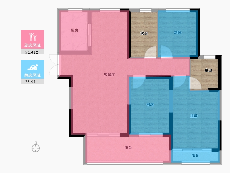 河南省-洛阳市-云星钱隆誉景-87.21-户型库-动静分区