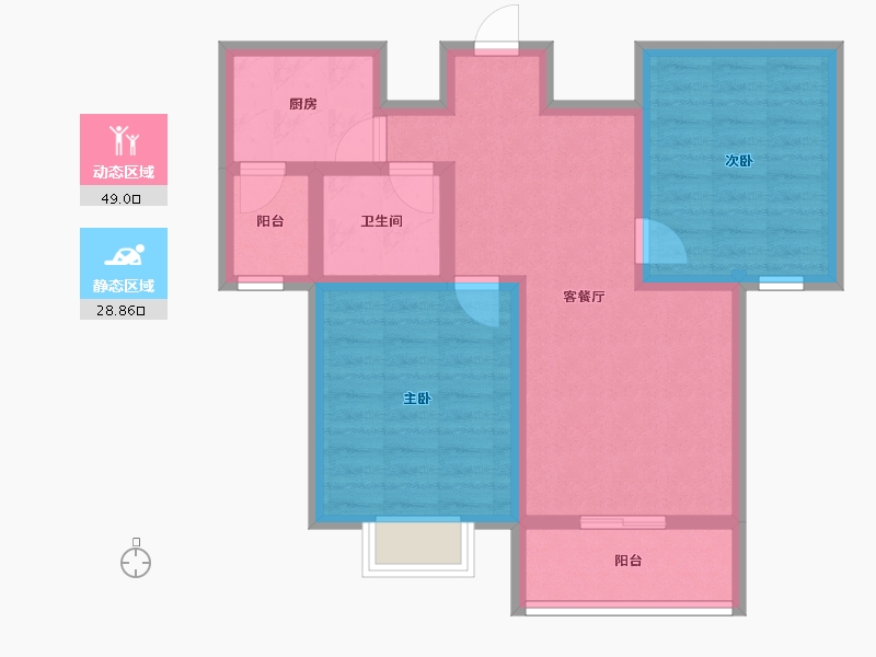 陕西省-咸阳市-颐和名居-68.27-户型库-动静分区