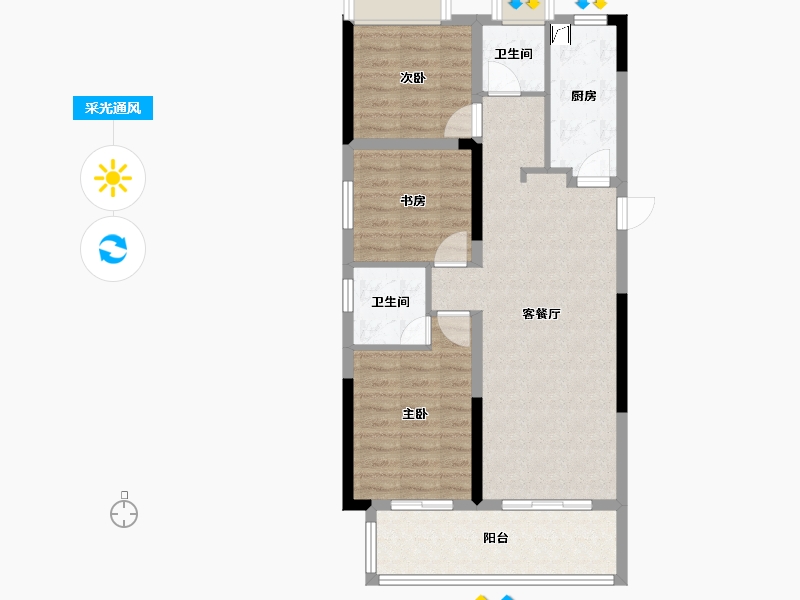 湖南省-长沙市-金侨风华府-82.62-户型库-采光通风